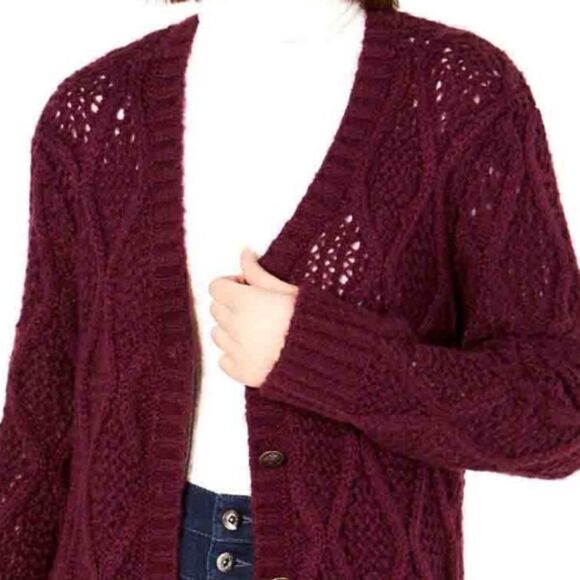 Leyden Womens Cable Knit Cardigan Sweater - Picture 3 of 5